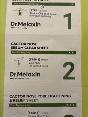 NEW Dr.Melaxin Cactox Nose Sebum Clear Sheet Set - White & Green